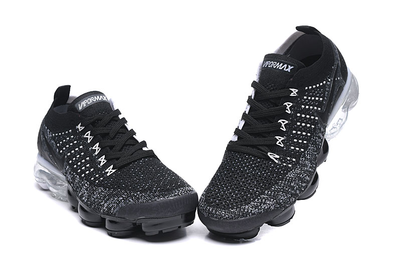 Nike Air VaporMax Flyknit 2 Black/White with Black Swoosh Sneakers Athletic VaporMax Air Unit & Sporty Vibe - Image 5