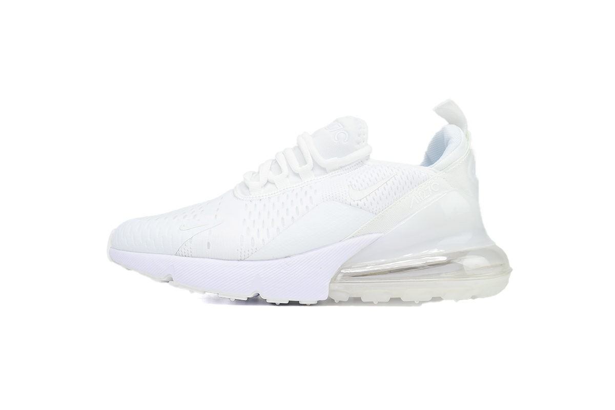 Nike Air Max 270 Triple White – Clean Look, Breathable Mesh & 270 Air Unit Sneakers Athletic