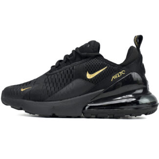 Nike Air Max 270 Triple Black  Gold Logo – Lightweight, Comfortable & Elevated Casual Wear Sneakers Athletic