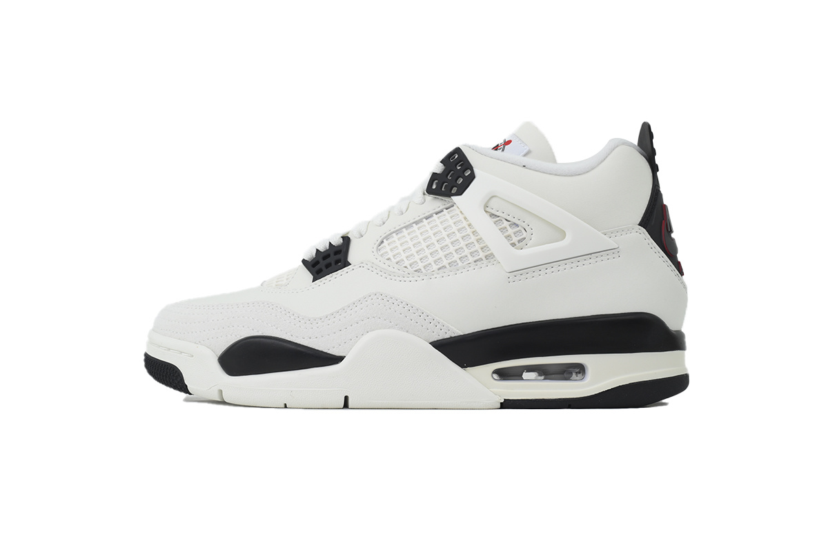Nike Air Jordan 4 AJ4 White Black Red Men's Lace-up Basketball Sneakers Athletic Shoes