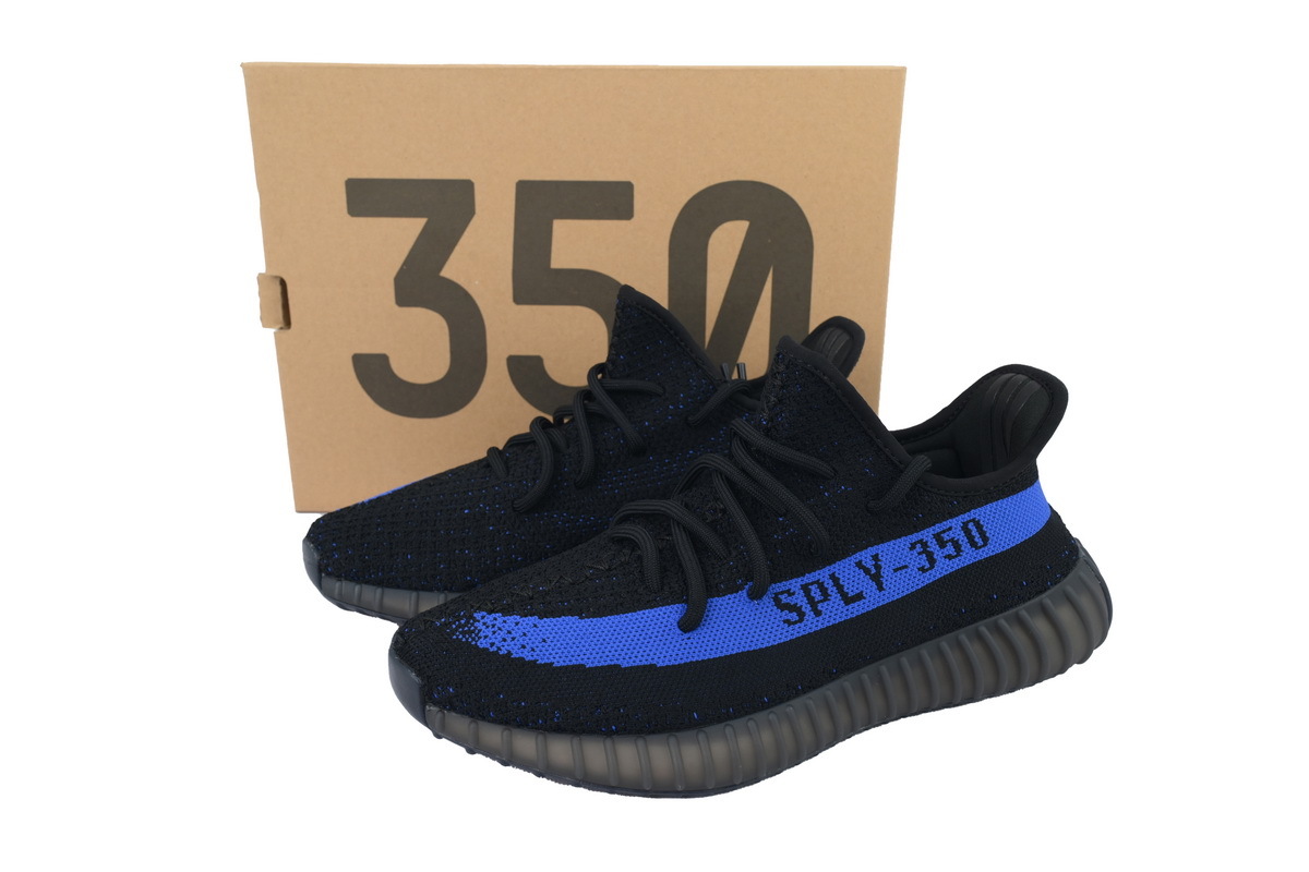 adidas Yeezy Boost 350 V2 Black/Blue Men's Low Top Lace-Up Sneakers Athletic Basketball US Size New - Image 13