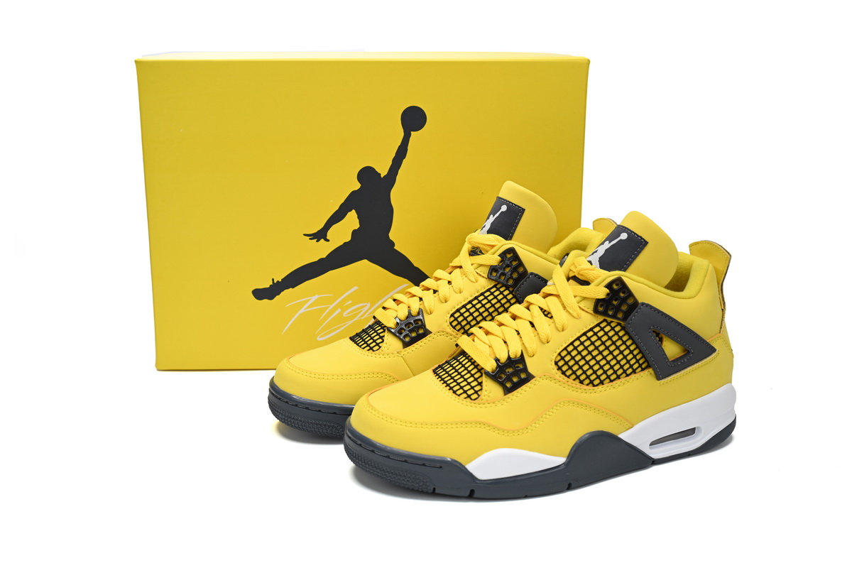 Nike Air Jordan 4 AJ4 Retro Lightning Tour Yellow/Black Men's Lace-up Basketball Sneakers Athletic Shoes - Image 9