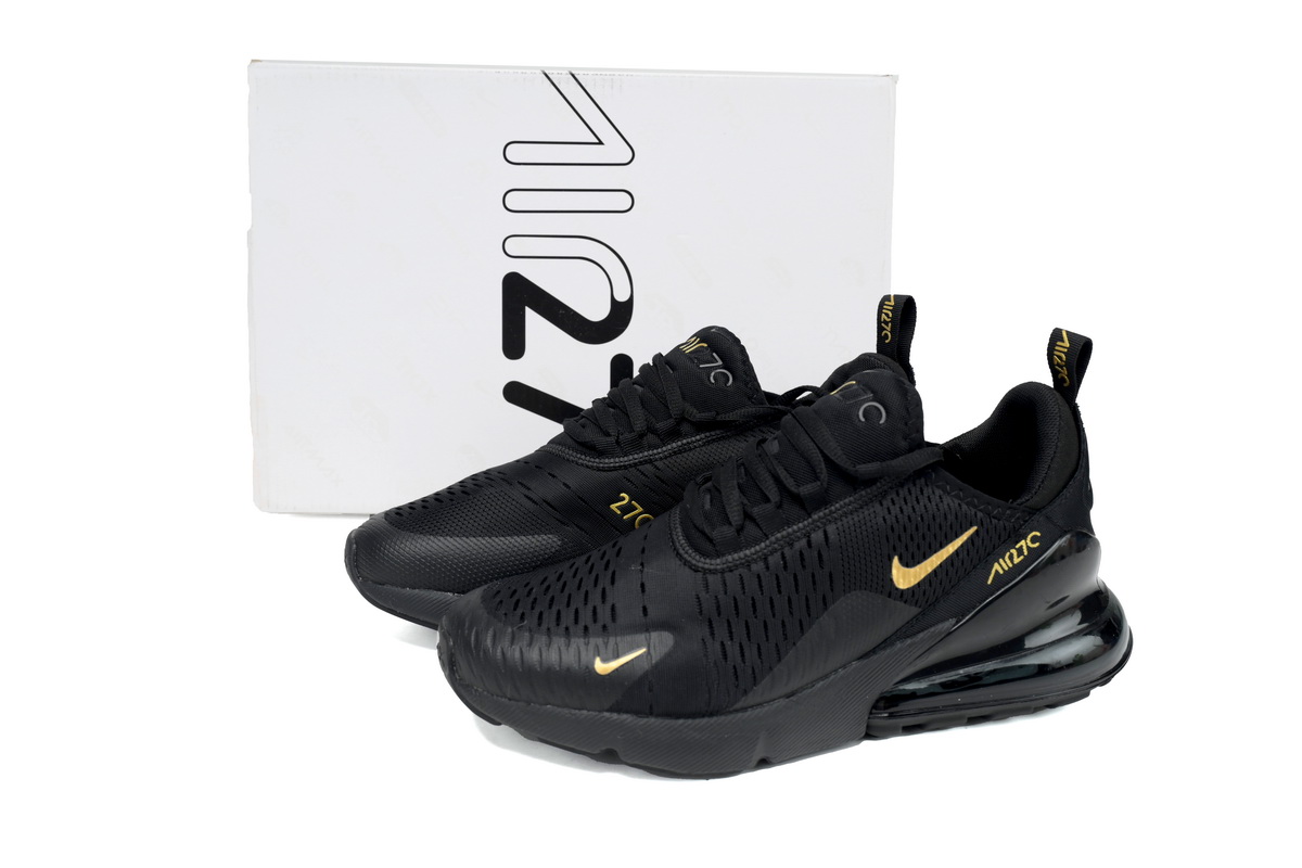 Nike Air Max 270 Triple Black Gold Logo – Lightweight, Comfortable & Elevated Casual Wear Sneakers Athletic - Image 6