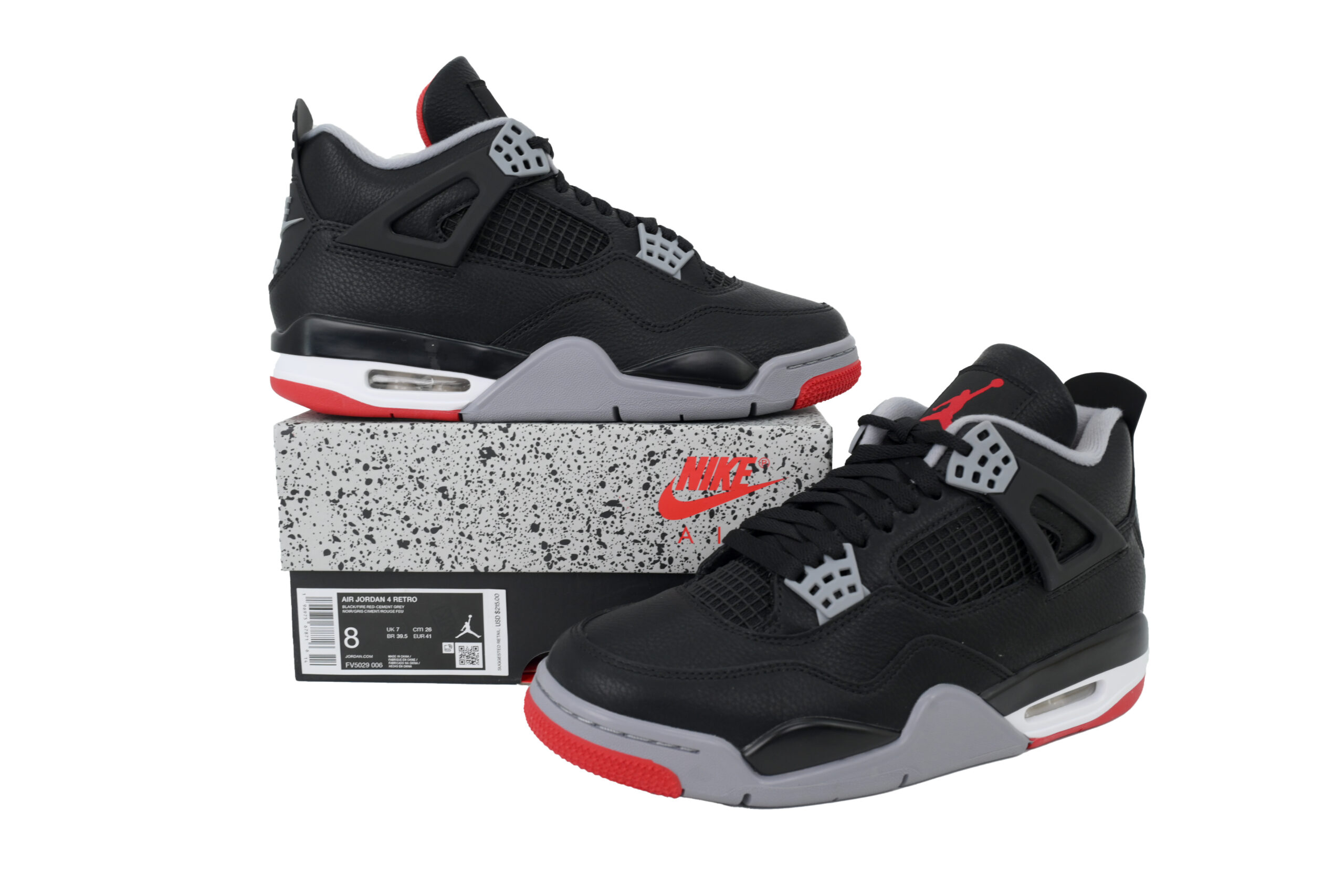 Nike Air Jordan 4 AJ4 Black Men's Lace-up Basketball Sneakers Athletic Shoes - Image 5