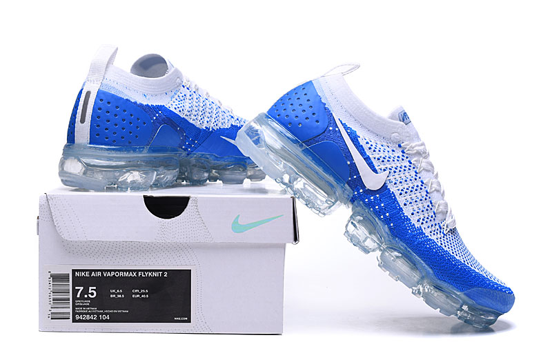 Nike Air VaporMax Flyknit 2 White/Blue with White Swoosh – Fresh Colorway,Sneakers Athletic Air VaporMax Sole & Knit Comfort - Image 8