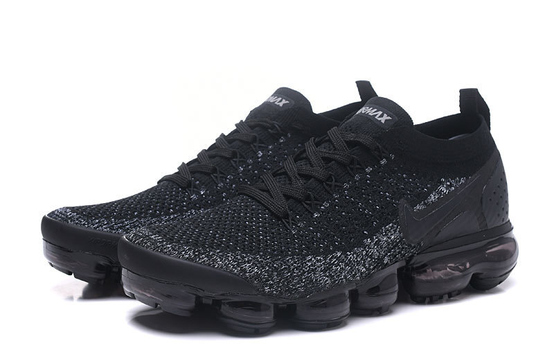 Nike Air VaporMax Flyknit 2 Triple Black with Black Swoosh – Sleek, Sneakers Athletic Breathable & Iconic VaporMax Sole - Image 2