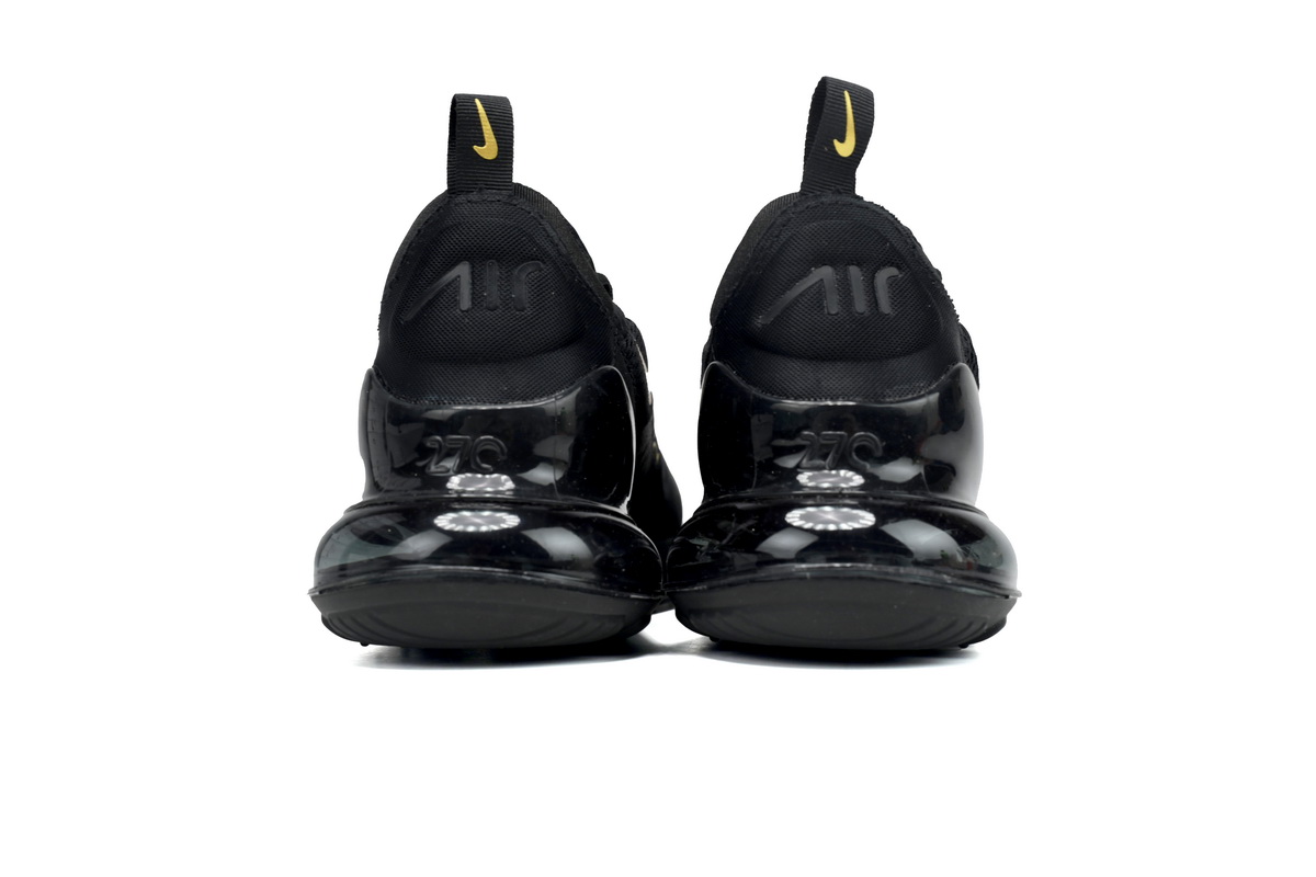 Nike Air Max 270 Triple Black Gold Logo – Lightweight, Comfortable & Elevated Casual Wear Sneakers Athletic - Image 3