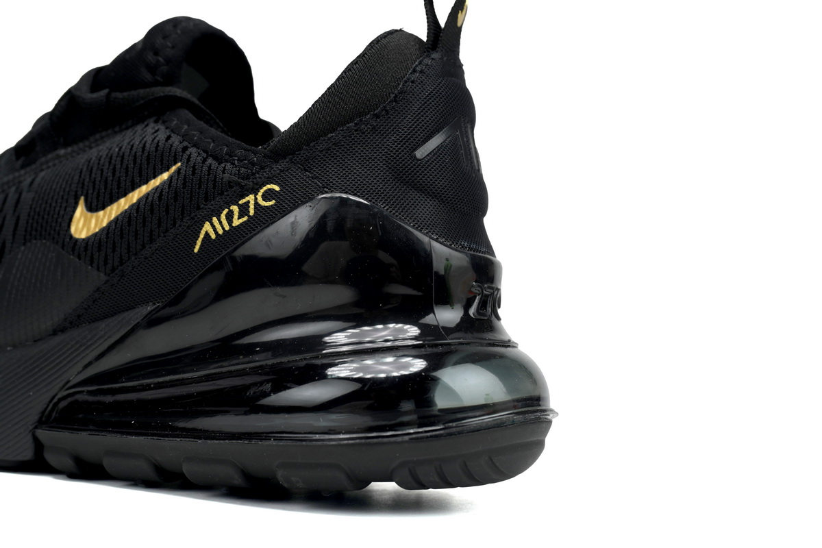 Nike Air Max 270 Triple Black Gold Logo – Lightweight, Comfortable & Elevated Casual Wear Sneakers Athletic - Image 2