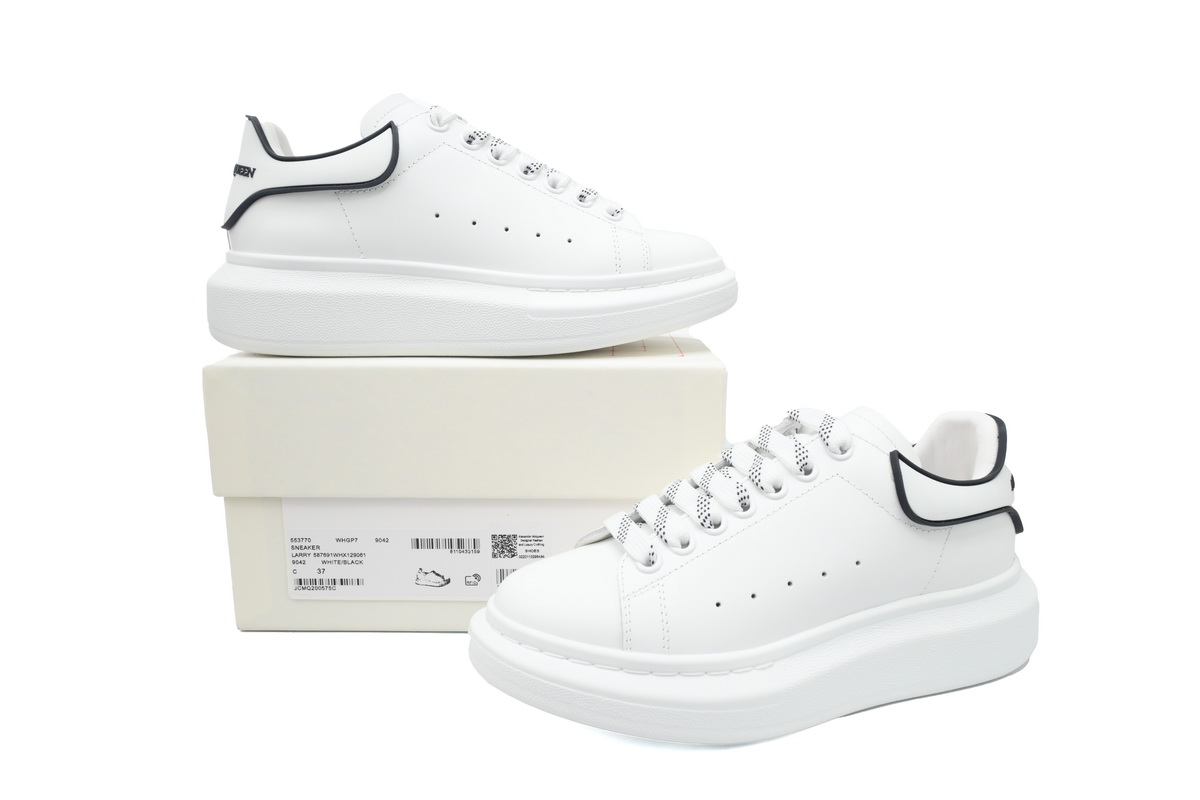 Alexander McQueen White Black Trim Men's Sneakers Athletic Casual Shoes - Image 7