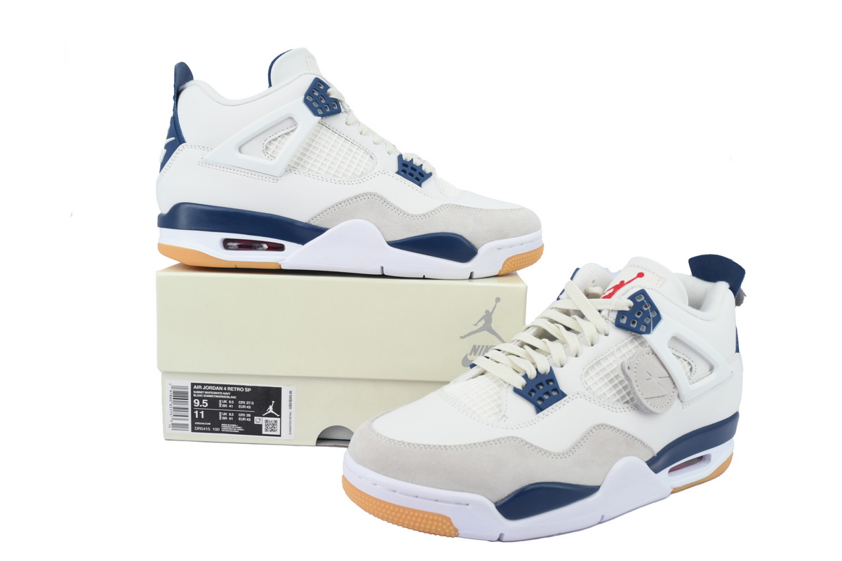Nike Air Jordan 4 AJ4 Navy Blue Men's Lace-up Basketball Sneakers Athletic Shoes - Image 7