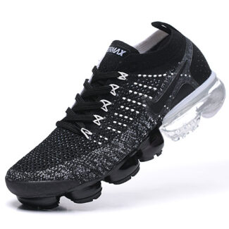 Nike Air VaporMax Flyknit 2 Black/White with Black Swoosh Sneakers Athletic VaporMax Air Unit & Sporty Vibe