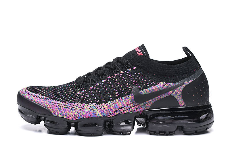 Nike Air VaporMax Flyknit 2 Black/Multi-Color with Black Swoosh – Vibrant Accents, Sneakers Athletic VaporMax Sole & Secure Fit - Image 2