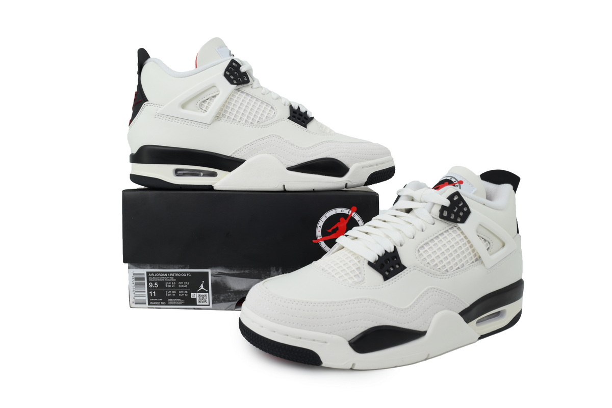 Nike Air Jordan 4 AJ4 White Black Red Men's Lace-up Basketball Sneakers Athletic Shoes - Image 5