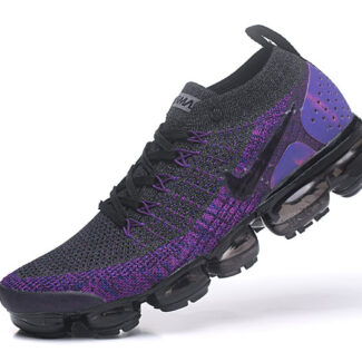 Nike Air VaporMax Flyknit 2 Black/Purple with Black Swoosh – Deep Tone, Sneakers Athletic VaporMax Cushioning & Sleek Style