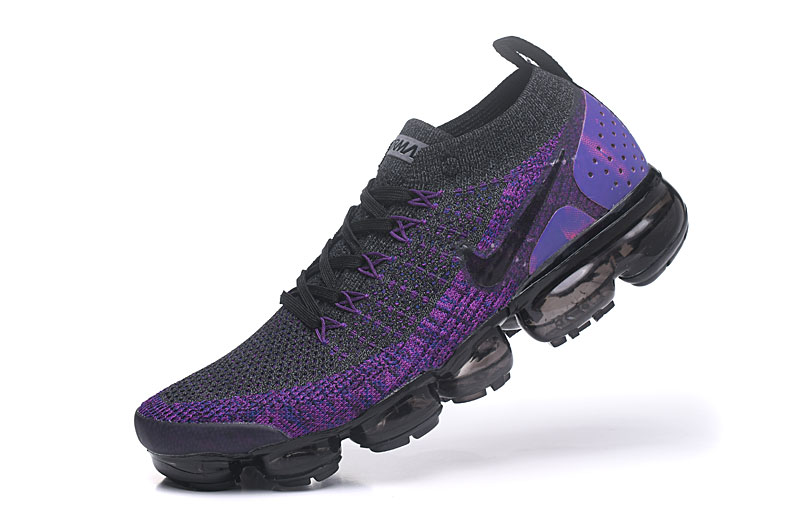 Nike Air VaporMax Flyknit 2 Black/Purple with Black Swoosh – Deep Tone, Sneakers Athletic VaporMax Cushioning & Sleek Style