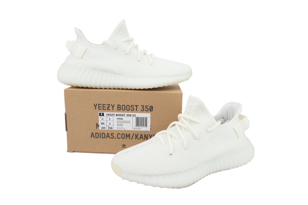 adidas Yeezy Boost 350 V2 Cream White - Triple White (CP9366) Men's Low Top Lace-Up Sneakers Athletic Basketball US Size New - Image 5