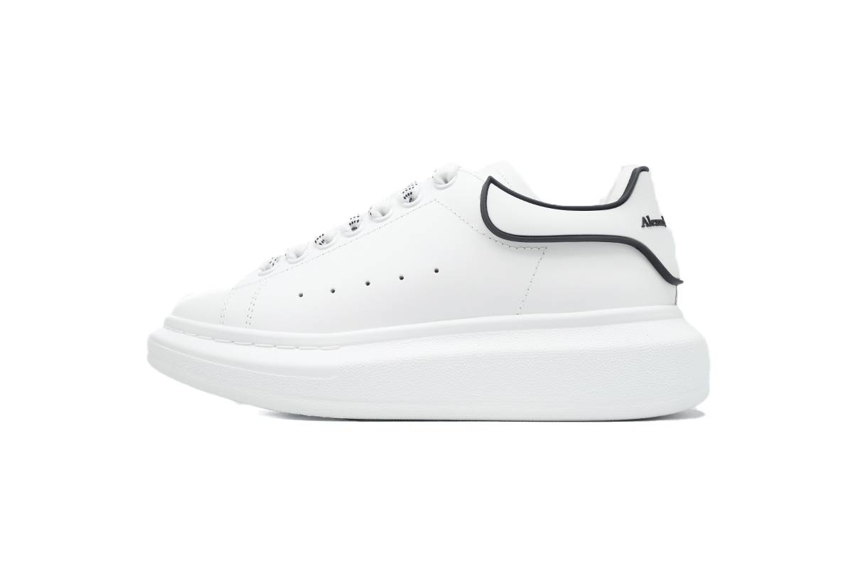 Alexander McQueen White Black Trim Men's Sneakers Athletic Casual Shoes