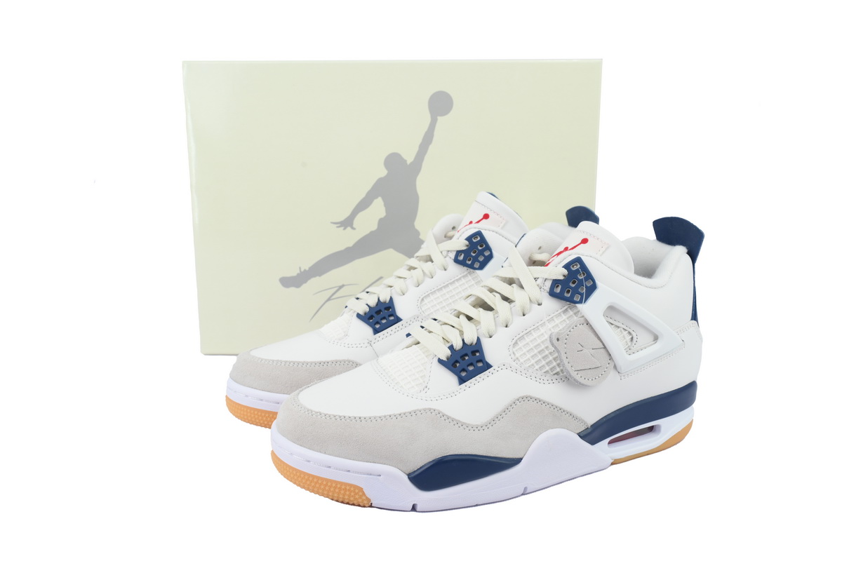 Nike Air Jordan 4 AJ4 Navy Blue Men's Lace-up Basketball Sneakers Athletic Shoes - Image 8