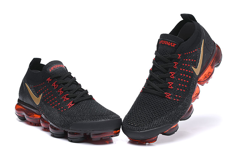Nike Air VaporMax Flyknit 2 Black/Red with Gold Swoosh – Premium Look, Sneakers Athletic VaporMax Air Cushion & Luxe Finish - Image 5