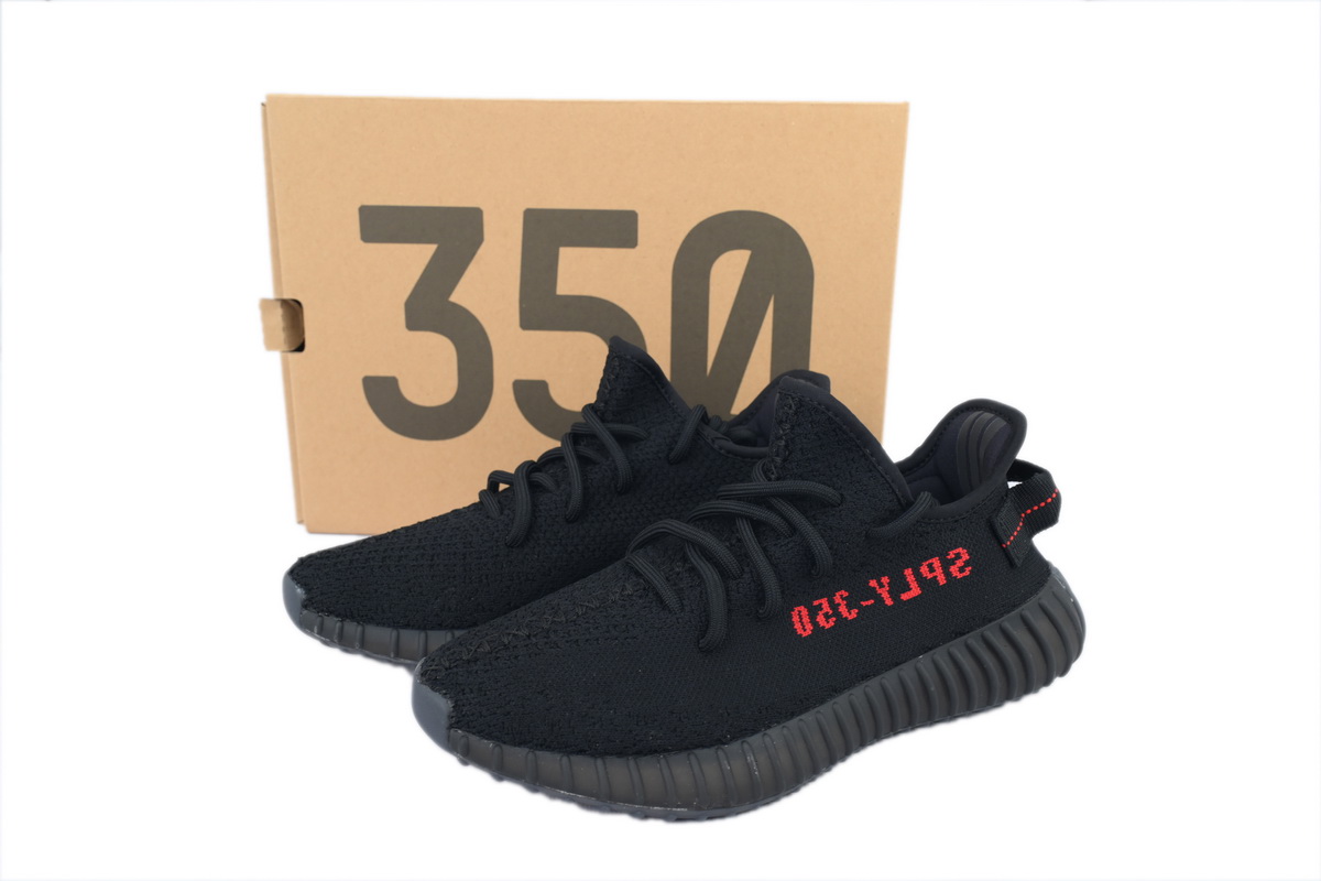 adidas Yeezy Boost 350 V2 Bred Black/Red Men's Low Top Lace-Up Sneakers Athletic Basketball US Size New - Image 8