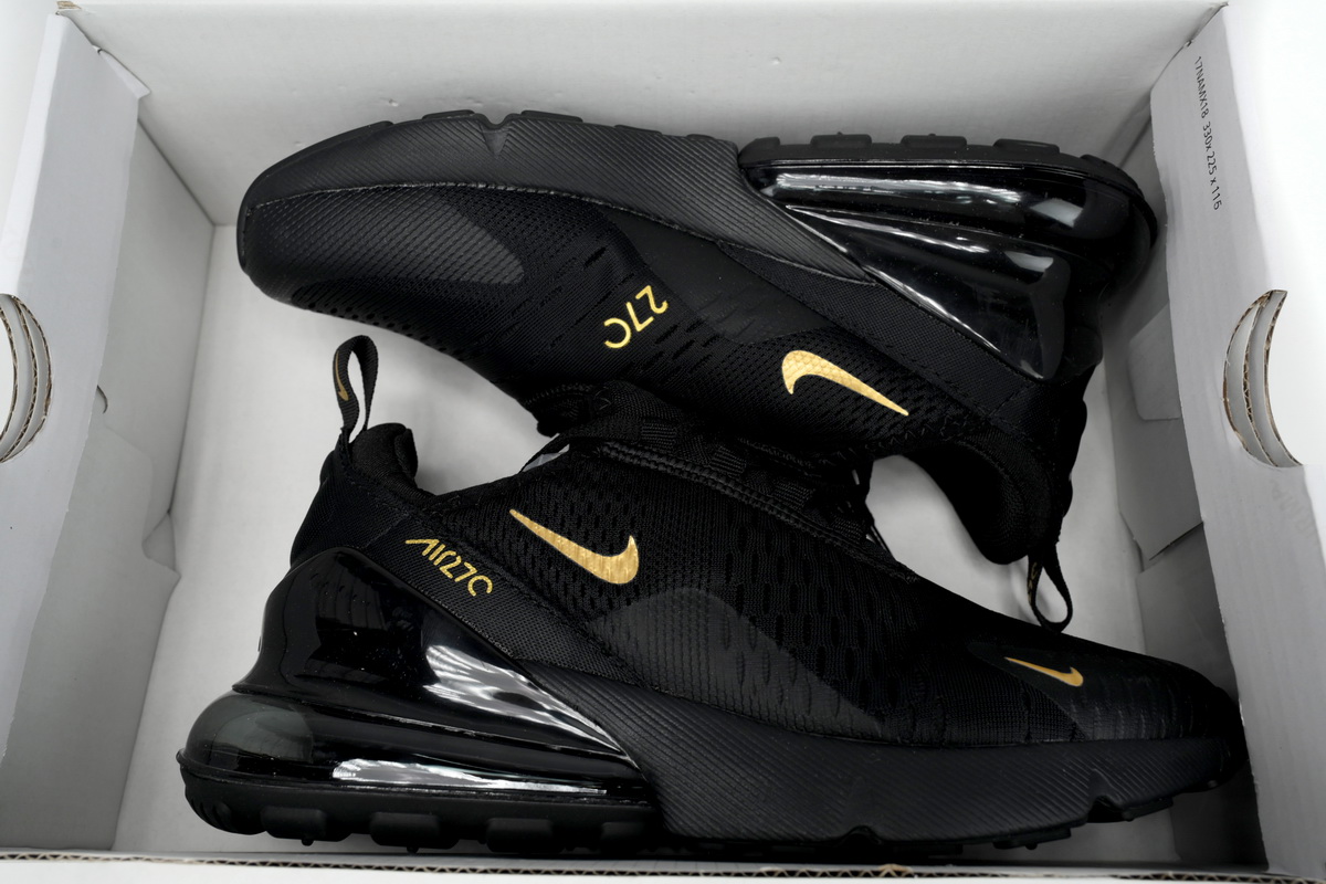 Nike Air Max 270 Triple Black Gold Logo – Lightweight, Comfortable & Elevated Casual Wear Sneakers Athletic - Image 5