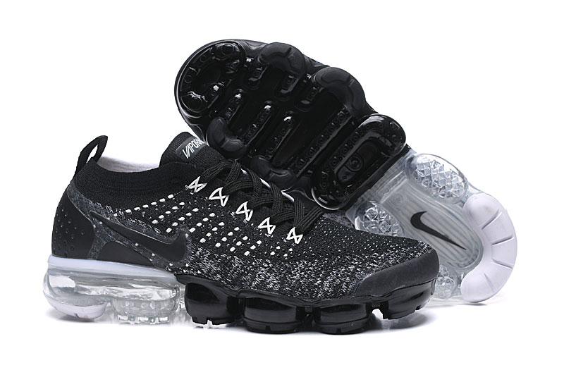 Nike Air VaporMax Flyknit 2 Black/White with Black Swoosh Sneakers Athletic VaporMax Air Unit & Sporty Vibe - Image 6