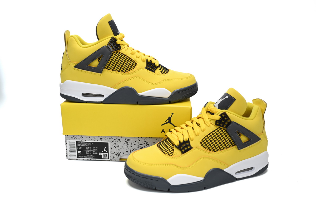 Nike Air Jordan 4 AJ4 Retro Lightning Tour Yellow/Black Men's Lace-up Basketball Sneakers Athletic Shoes - Image 8