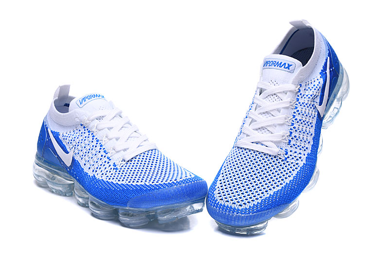 Nike Air VaporMax Flyknit 2 White/Blue with White Swoosh – Fresh Colorway,Sneakers Athletic Air VaporMax Sole & Knit Comfort - Image 4
