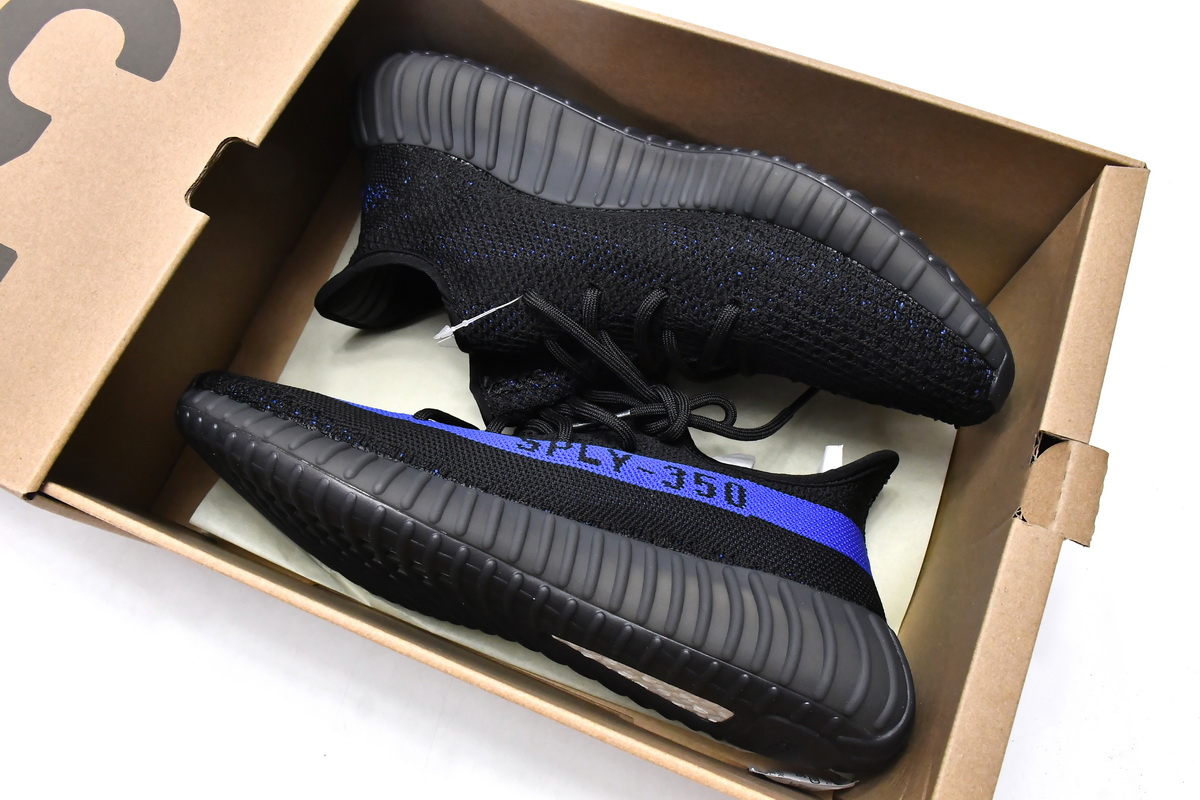 adidas Yeezy Boost 350 V2 Black/Blue Men's Low Top Lace-Up Sneakers Athletic Basketball US Size New - Image 11