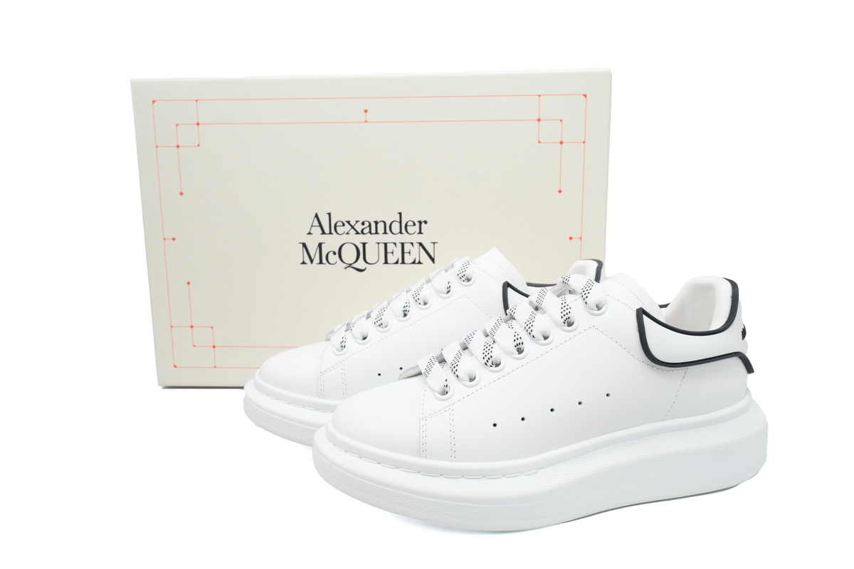 Alexander McQueen White Black Trim Men's Sneakers Athletic Casual Shoes - Image 8
