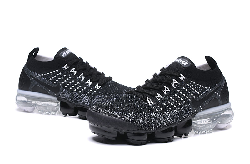 Nike Air VaporMax Flyknit 2 Black/White with Black Swoosh Sneakers Athletic VaporMax Air Unit & Sporty Vibe - Image 4