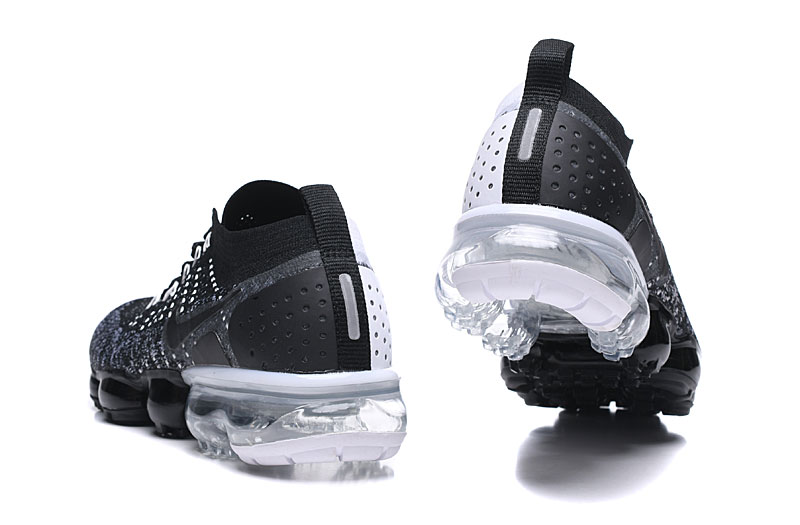 Nike Air VaporMax Flyknit 2 Black/White with Black Swoosh Sneakers Athletic VaporMax Air Unit & Sporty Vibe - Image 7