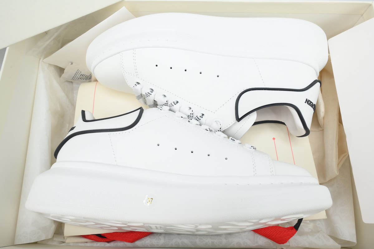 Alexander McQueen White Black Trim Men's Sneakers Athletic Casual Shoes - Image 6