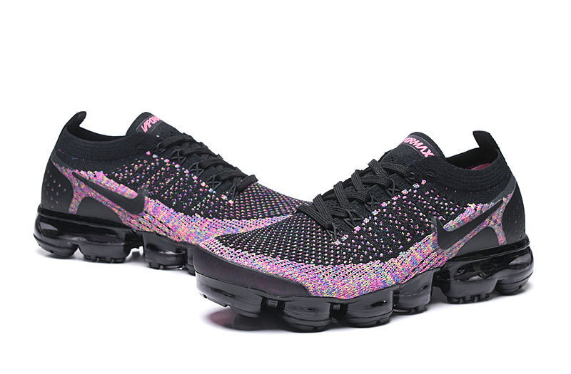 Nike Air VaporMax Flyknit 2 Black/Multi-Color with Black Swoosh – Vibrant Accents, Sneakers Athletic VaporMax Sole & Secure Fit - Image 6