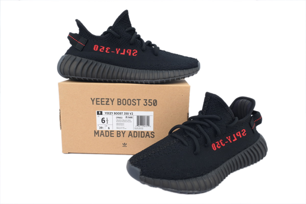 adidas Yeezy Boost 350 V2 Bred Black/Red Men's Low Top Lace-Up Sneakers Athletic Basketball US Size New - Image 7