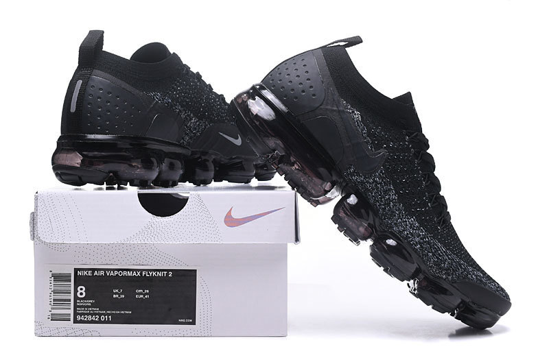 Nike Air VaporMax Flyknit 2 Triple Black with Black Swoosh – Sleek, Sneakers Athletic Breathable & Iconic VaporMax Sole - Image 5