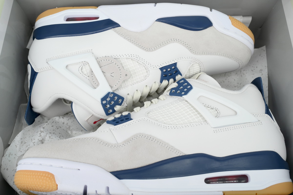 Nike Air Jordan 4 AJ4 Navy Blue Men's Lace-up Basketball Sneakers Athletic Shoes - Image 6