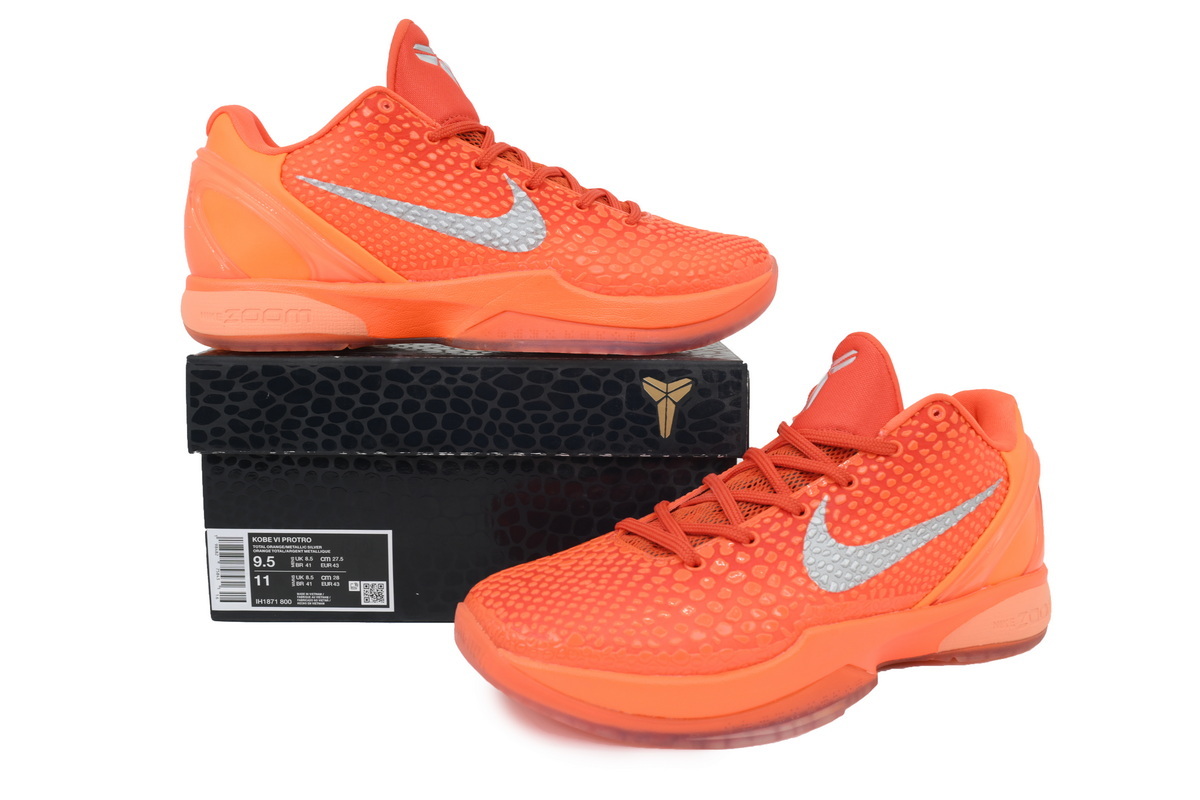 Nike Kobe 6 Men's Low Top Lace-Up Basketball Sneaker Athletic Shoes Protro "Total Orange" - Image 6