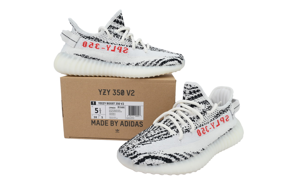 adidas Yeezy Boost 350 V2 Zebra CP9654 Men's Low Top Lace-Up Sneakers Athletic Basketball US Size New - Image 7