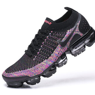 Nike Air VaporMax Flyknit 2 Black/Multi-Color with Black Swoosh – Vibrant Accents, Sneakers Athletic VaporMax Sole & Secure Fit