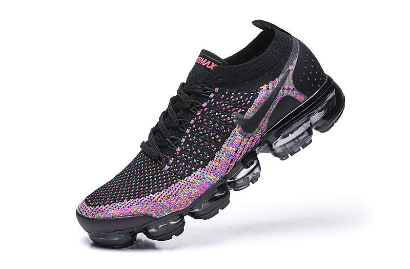 Nike Air VaporMax Flyknit 2 Black/Multi-Color with Black Swoosh – Vibrant Accents, Sneakers Athletic VaporMax Sole & Secure Fit