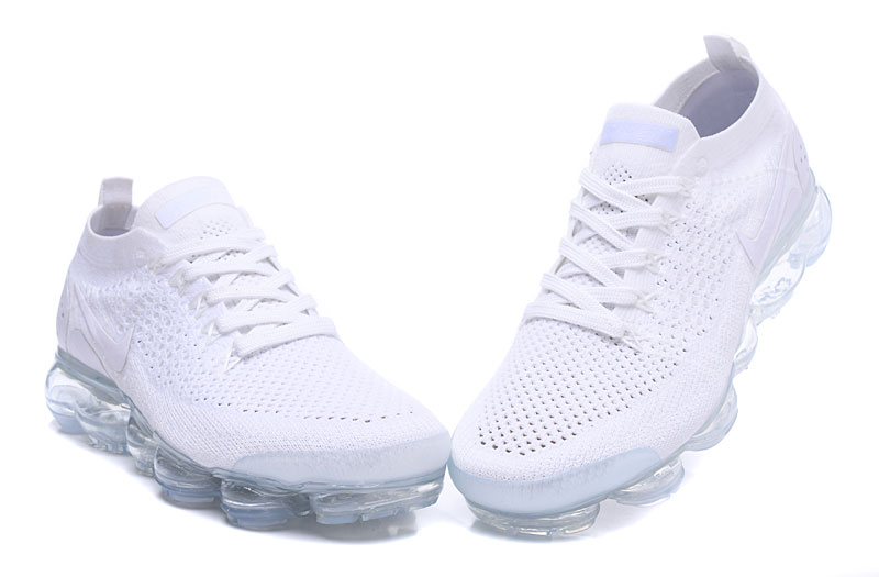 Nike Air VaporMax Flyknit 2 Triple White with White Swoosh – Crisp, Sneakers Athletic Clean & Max Air Cushioning - Image 4