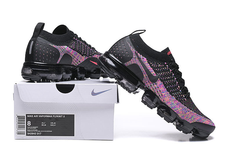 Nike Air VaporMax Flyknit 2 Black/Multi-Color with Black Swoosh – Vibrant Accents, Sneakers Athletic VaporMax Sole & Secure Fit - Image 8