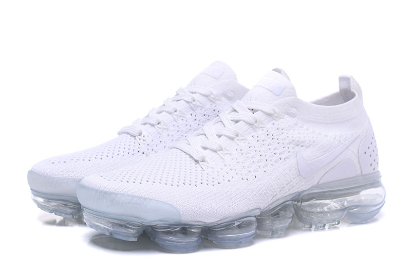 Nike Air VaporMax Flyknit 2 Triple White with White Swoosh – Crisp, Sneakers Athletic Clean & Max Air Cushioning - Image 3