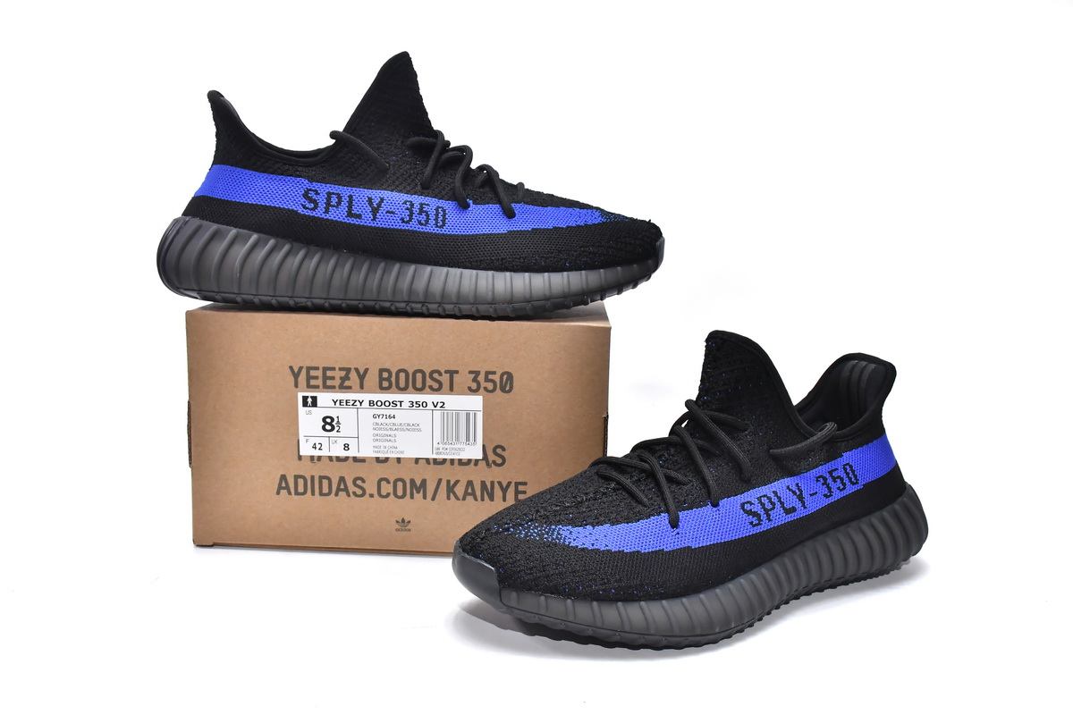 adidas Yeezy Boost 350 V2 Black/Blue Men's Low Top Lace-Up Sneakers Athletic Basketball US Size New - Image 12