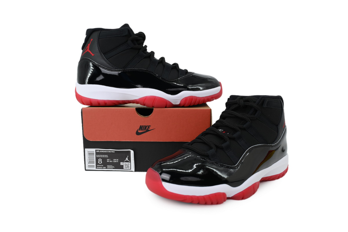 Nike Air Jordan 11 AJ11Retro 'Bred' Men's Lace-up Basketball Sneakers Athletic Shoes 378037-061 - Image 7