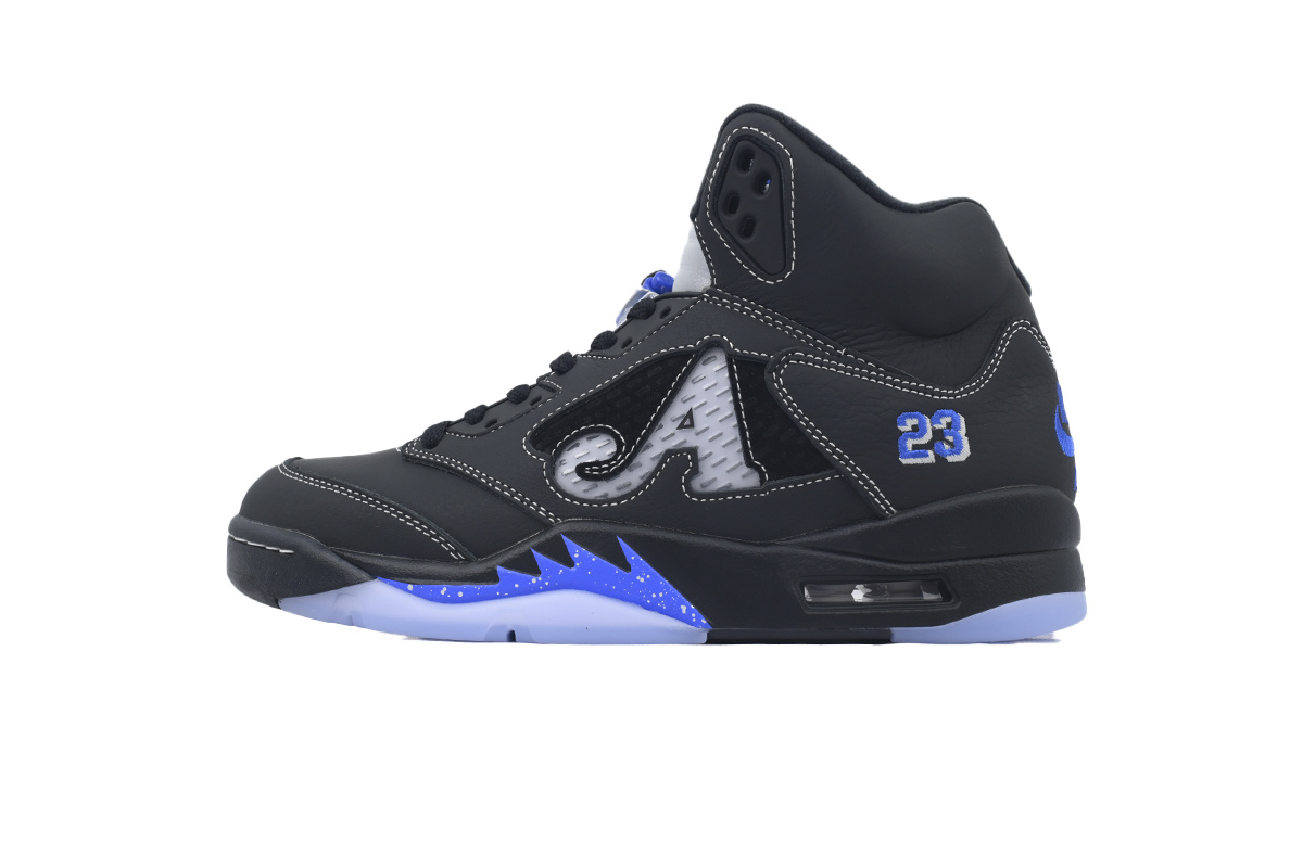 Awake NY x Air Jordan 5 AJ5 Retro 'Black Racer Blue' Men's Lace-Up Basketball Athletic Sneakers Shoes DV4982-004