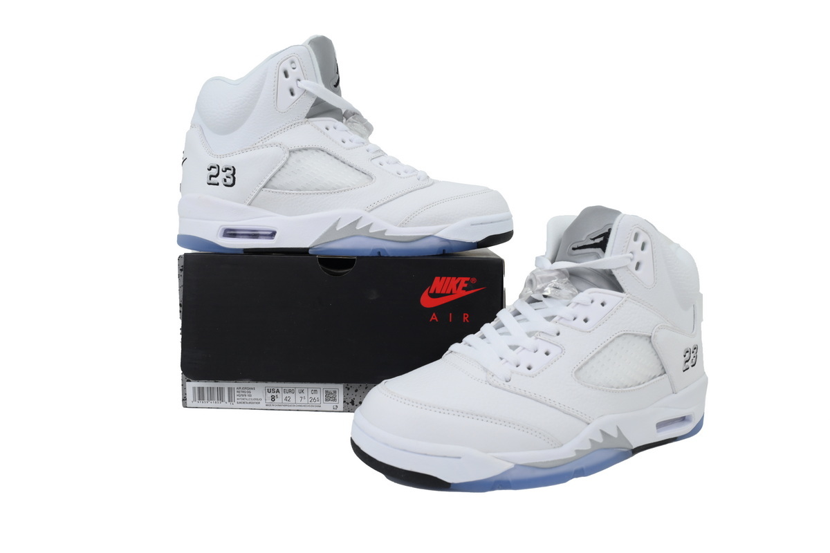 Nike Air Jordan 5 AJ5 Retro 'White Metallic' 2026 Men's Lace-Up Basketball Athletic Sneakers Shoes HQ7978-103 - Image 7