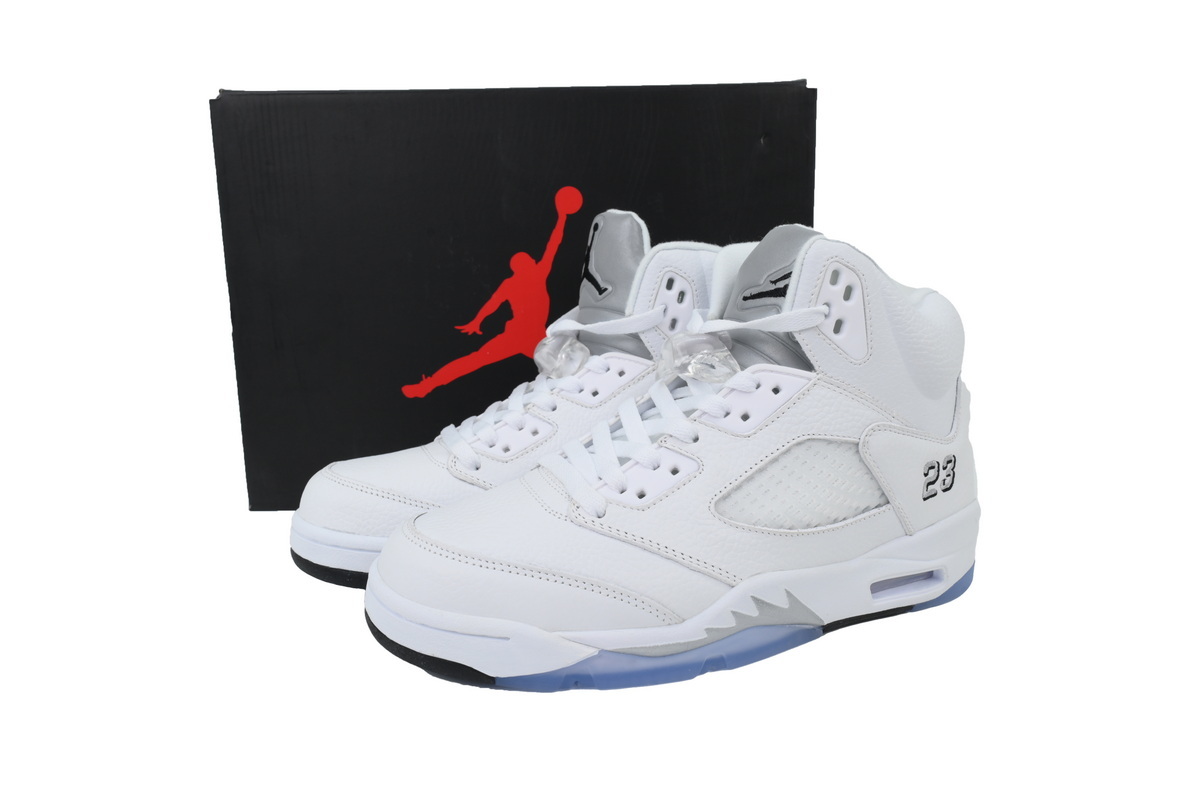 Nike Air Jordan 5 AJ5 Retro 'White Metallic' 2026 Men's Lace-Up Basketball Athletic Sneakers Shoes HQ7978-103 - Image 8