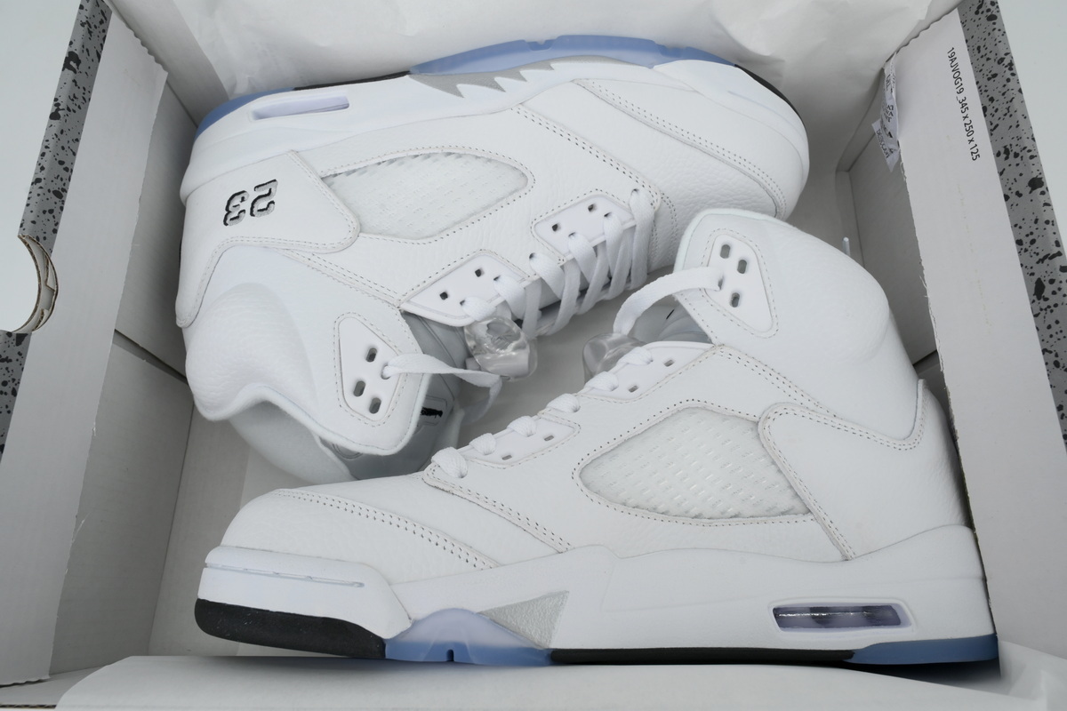 Nike Air Jordan 5 AJ5 Retro 'White Metallic' 2026 Men's Lace-Up Basketball Athletic Sneakers Shoes HQ7978-103 - Image 6